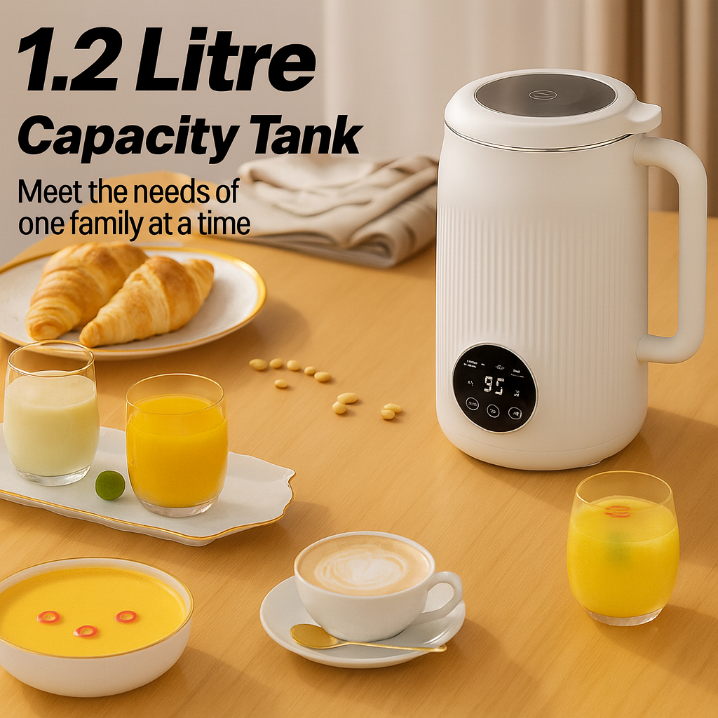 HealthyPour™ Nut Milk Maker Machine, 8in1 Soy Milk Maker for Homemade Milkshake/Almond/Oat/Rice, 10 Blades Automatic Electric Blender Machine With Delay Start/Boil Water/Self Clean, Easy to Use