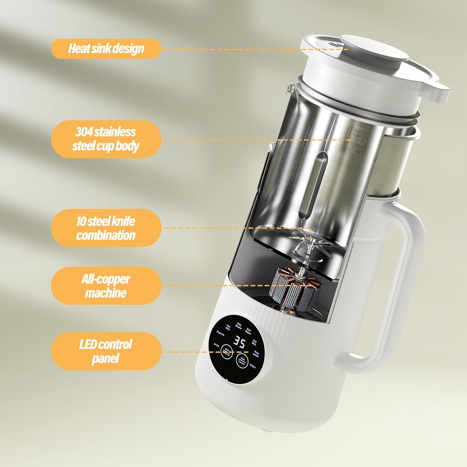 HealthyPour™ Nut Milk Maker Machine, 8in1 Soy Milk Maker for Homemade Milkshake/Almond/Oat/Rice, 10 Blades Automatic Electric Blender Machine With Delay Start/Boil Water/Self Clean, Easy to Use