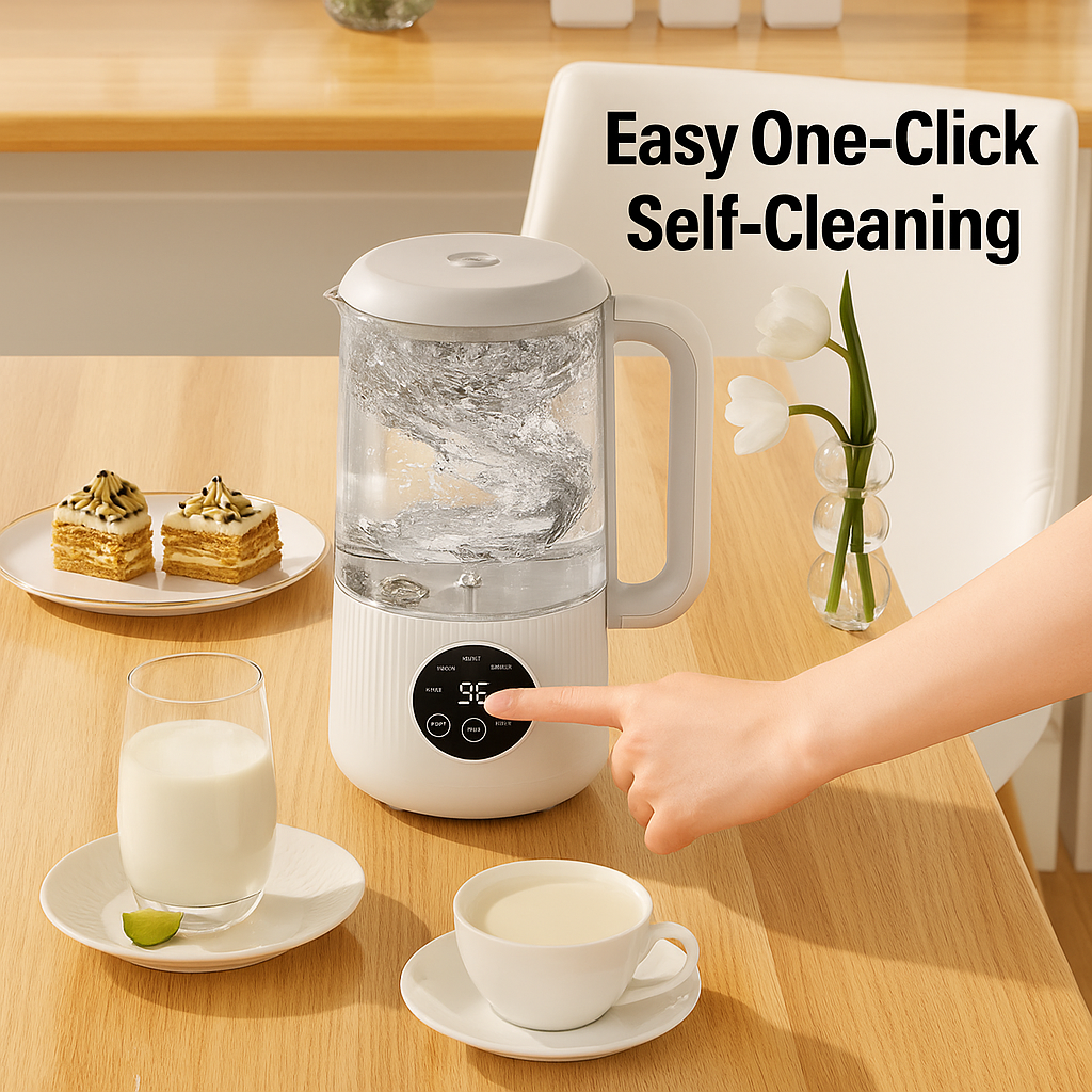HealthyPour™ Nut Milk Maker Machine, 8in1 Soy Milk Maker for Homemade Milkshake/Almond/Oat/Rice, 10 Blades Automatic Electric Blender Machine With Delay Start/Boil Water/Self Clean, Easy to Use