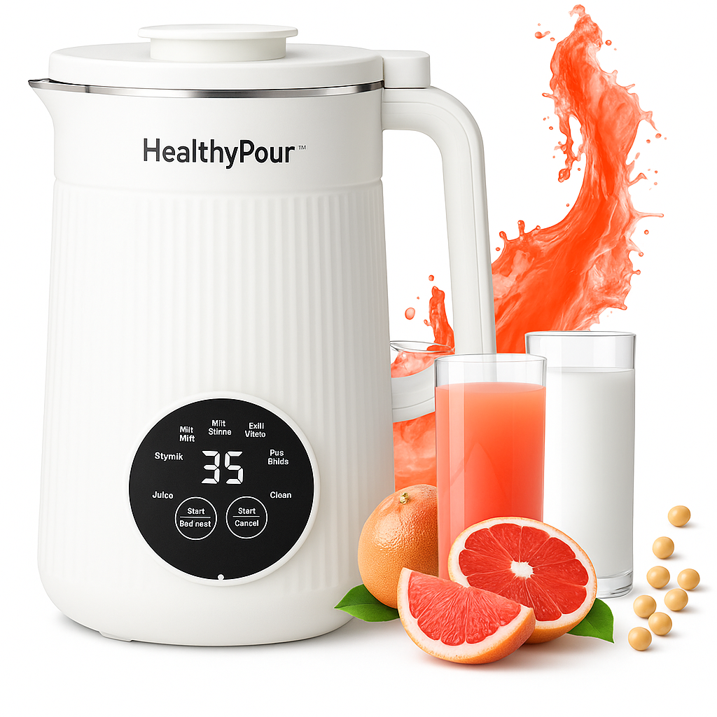 HealthyPour™ Nut Milk Maker Machine, 8in1 Soy Milk Maker for Homemade Milkshake/Almond/Oat/Rice, 10 Blades Automatic Electric Blender Machine With Delay Start/Boil Water/Self Clean, Easy to Use
